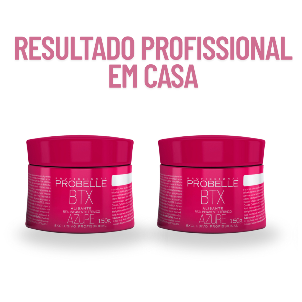 Botox Capilar Probelle Azure 2x150g  | Efeito Liso, Brilho Intenso e Fios Nutridos Loiro e Grisalho Perfeito