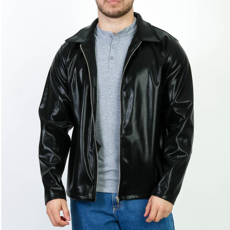 Jaqueta Couro Sintético Brilho Glow Preta Ziper Premium Jaqueta Streetwear Austin Club