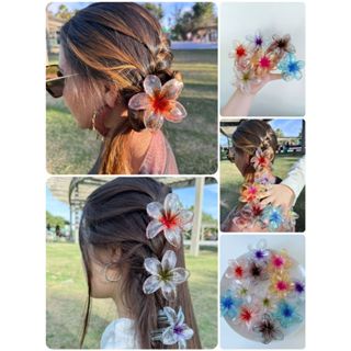🌸Presilha Flor Transparente Colorida  Brilhante  • Acessório Cabelo Moda Praia - 8CM em Oferta na Shopee