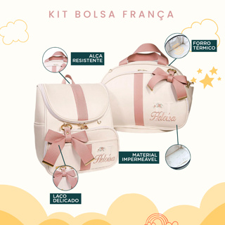 Kit Maternidade 2 Peças Bolsa e Mochila Personalizado Térmica Impermeável, Coleção França em Oferta na Shopee