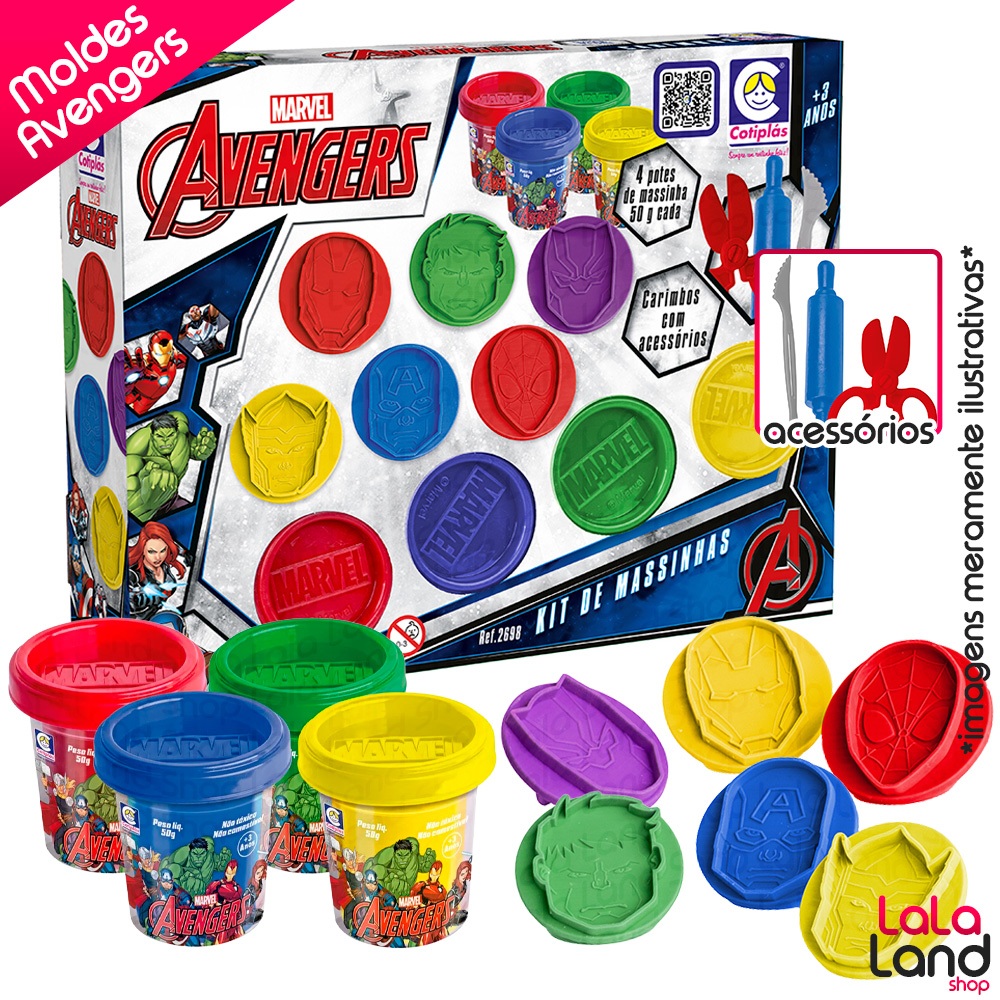 Kit Massinha Carimbo Super Heróis Vingadores Avengers Marvel Disney Massas de Modelar Infantil em Oferta na Shopee