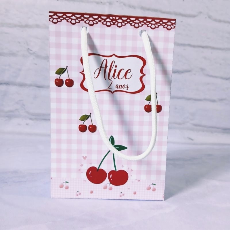 Sacolinha Cerejinha| Cereja| Lembrancinha Personalizada| Festa Infantil| Aniversário