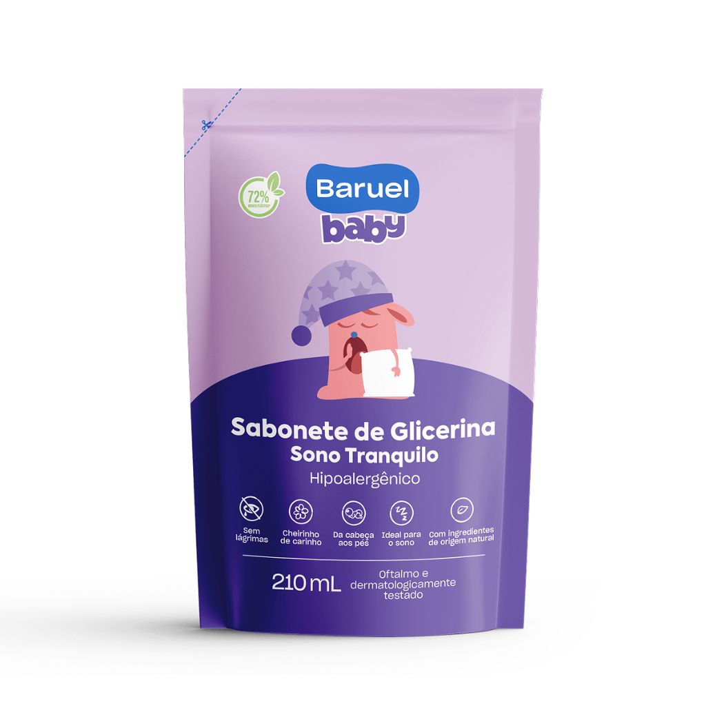 Sabonete Líquido Infantil Baruel Baby Sono Tranquilo Refil 210ml em Oferta na Shopee