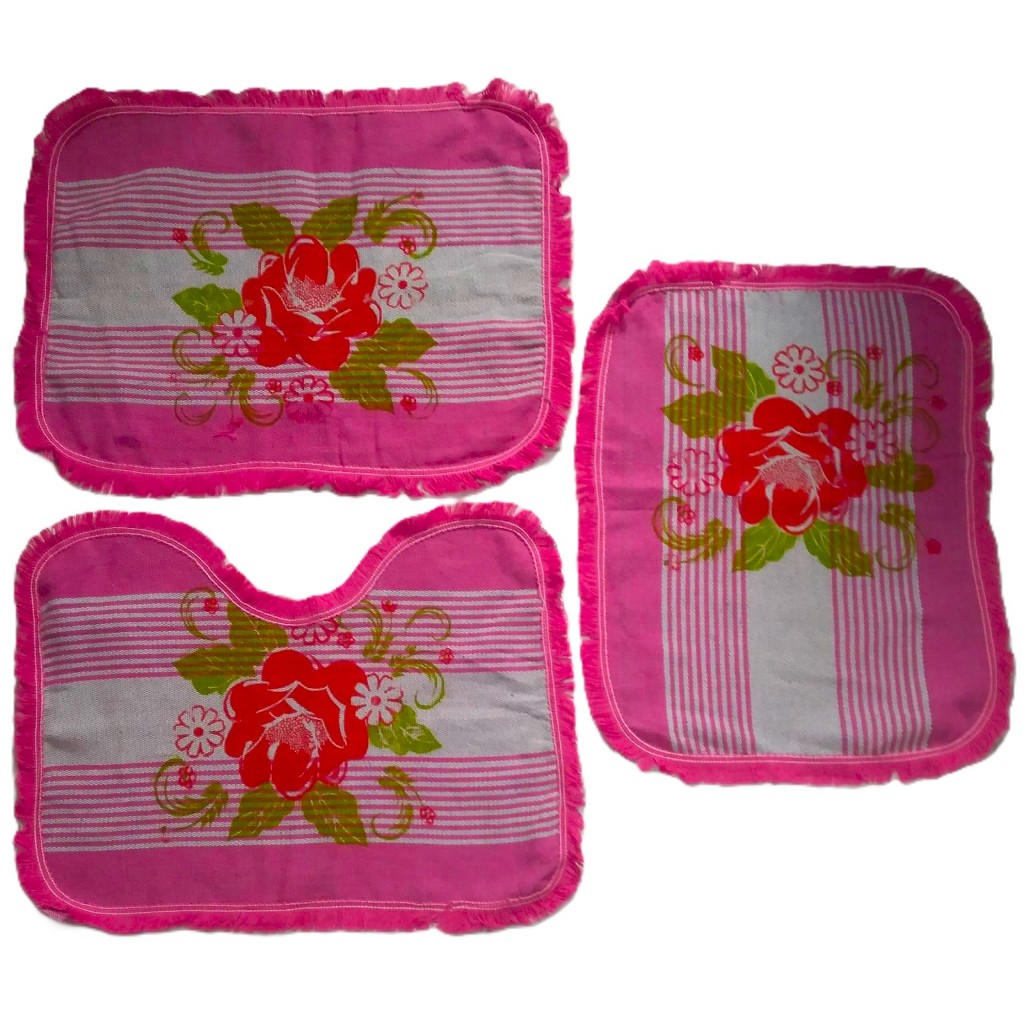 Kit Jogo de Banheiro 3 Peças Conjunto Decorativo Algodão em Oferta na Shopee