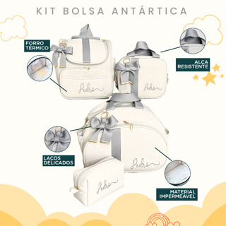 Kit Maternidade 4 Peças Personalizado Térmica Impermeável, Coleção Antártica em Oferta na Shopee