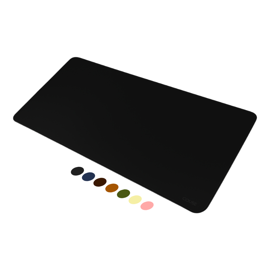 MousePad DeskPad Couro Ecológico Para Mouse Escritório Office + Porta Copos Couse