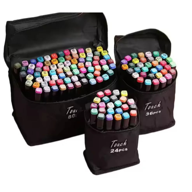 KIT 24/36/48/60/80/120 Estojo Bolsa Caneta Marcadores TOUCH Com Ponta Dupla Tampa Com NÚMERO DE CORES