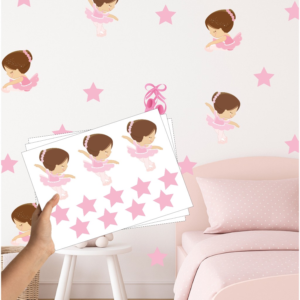 Adesivo Para Parede Bailarina, Ballet, Decoração Quarto de Menina, Papel de Parede Bailarina