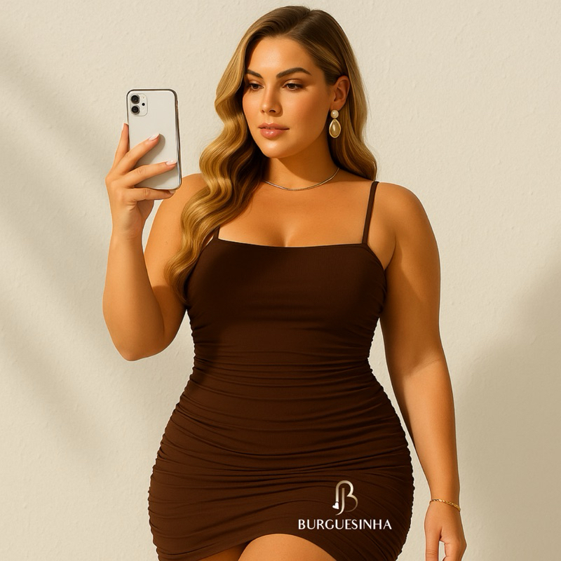 KIT 3 Vestidos  Tubinho Feminino DUPLO Plissado Estilo Gringa Tecido Encorpado