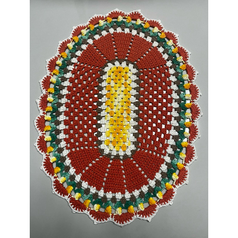 PRONTA ENTREGA Tapete em Crochê Oval Barbante Retangular Colorido Central Decoração