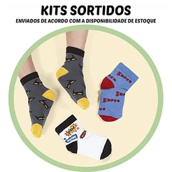 Kit Meias Meninos Heróis Criança Conjunto