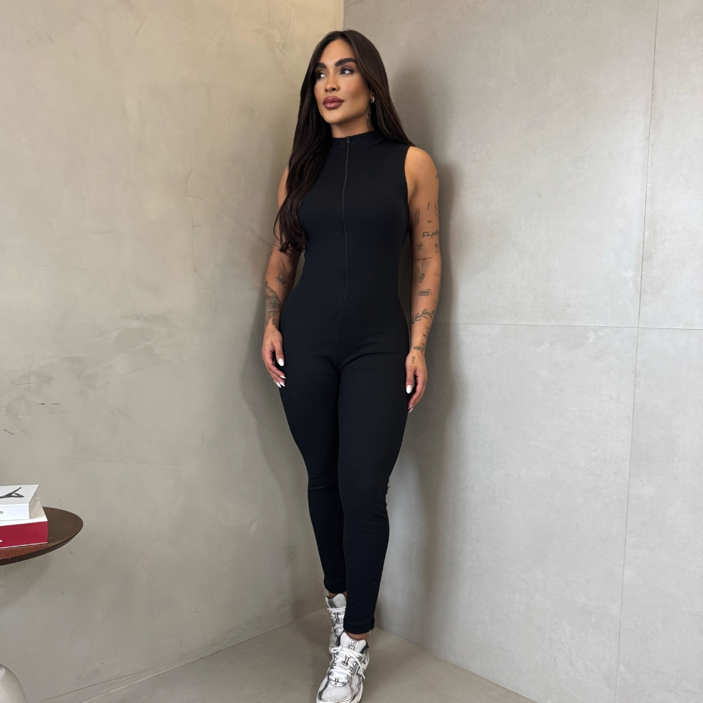 Macacão Virginia Feminino Ribana com Zíper-Regata Elegante e Perfeito em Oferta na Shopee