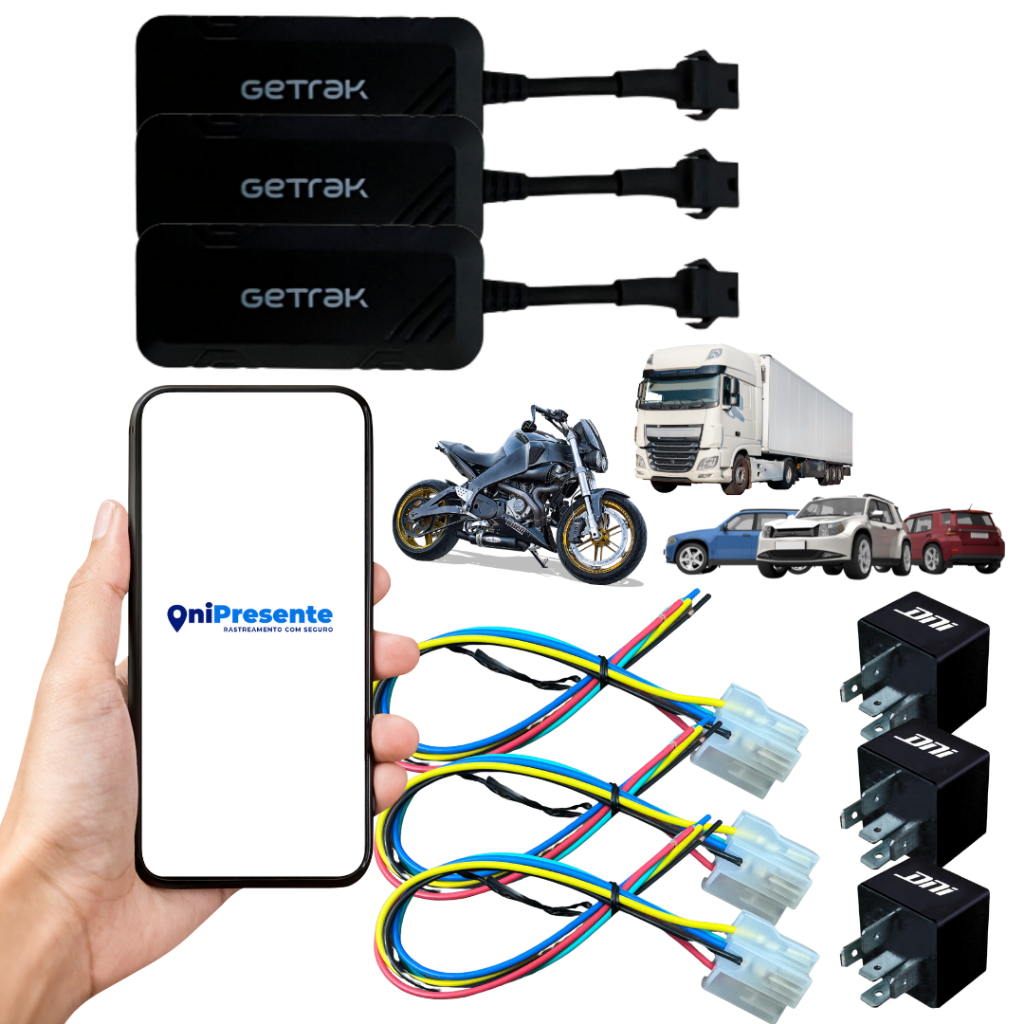 Kit Rastreador Veicular GPS Com Bloqueador + Chip M2m Tempo Real + Aplicativo - 3 Pcs