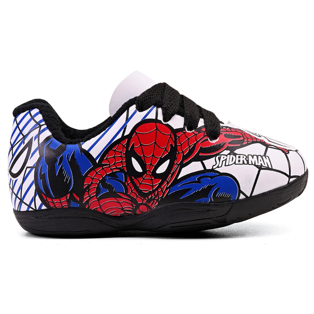 Tênis Futsal Bebê Homem Aranha Branco Preto  do 18 ao 33