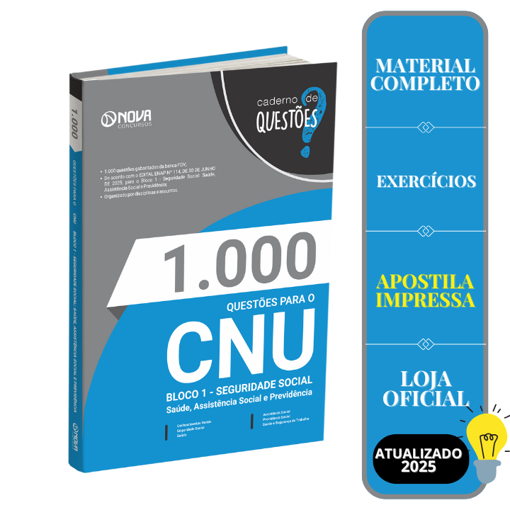 Imagem Livro 1.000 Questões Gabaritadas CNU - Bloco 1 - Seguridade Social: Saúde, Assistência Social e Previdência