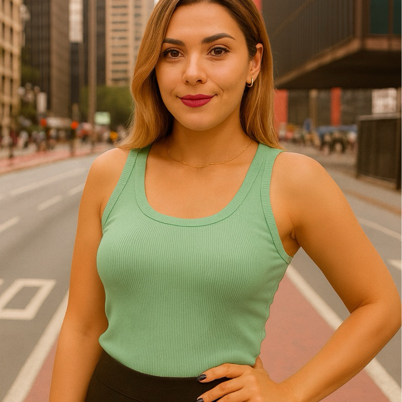 Blusa Regata Feminina Ribana Canelada basica moda Gringa em Oferta na Shopee