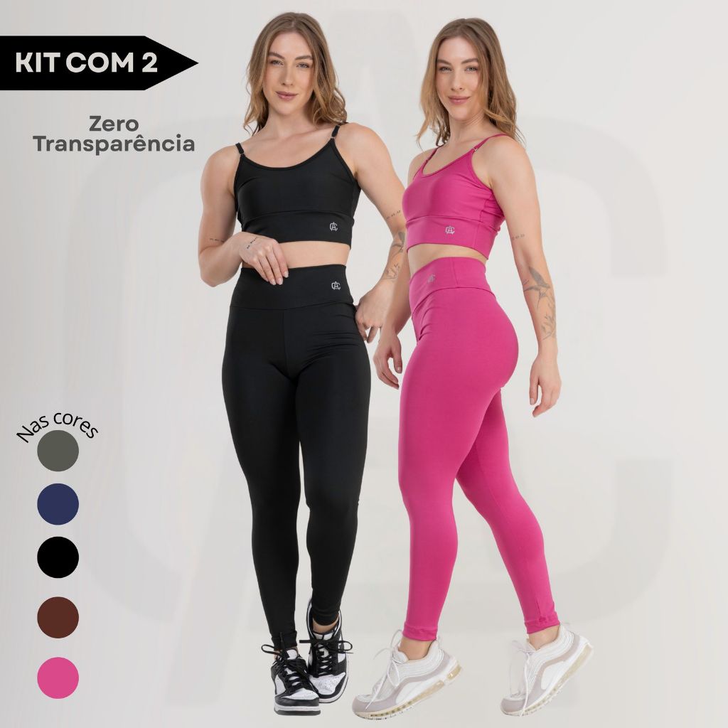 Kit 2 Calça Legging Fitness Academia Zero Transparência Conforto Dia a Dia