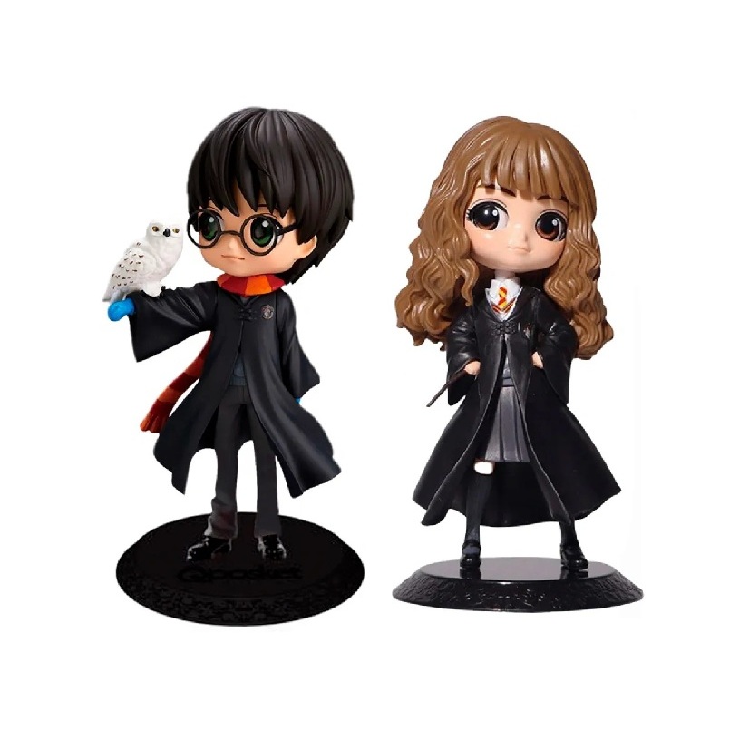 Kit Colecionável Action figure Qposket Harry Potter Cabeça grande Harry, Hermione e Fred