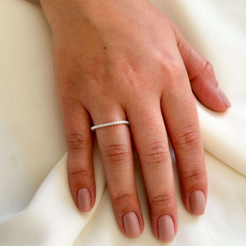 Anel Prata 925 Quadrado Detalhado