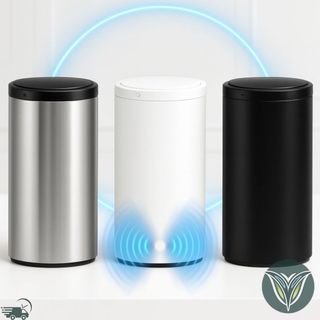 Lixeira Inteligente Redonda Smart Automatica 40/50 Litros Inox Prata/Branca/Preta Sensor Sem Toque Automático Cesto Lixo