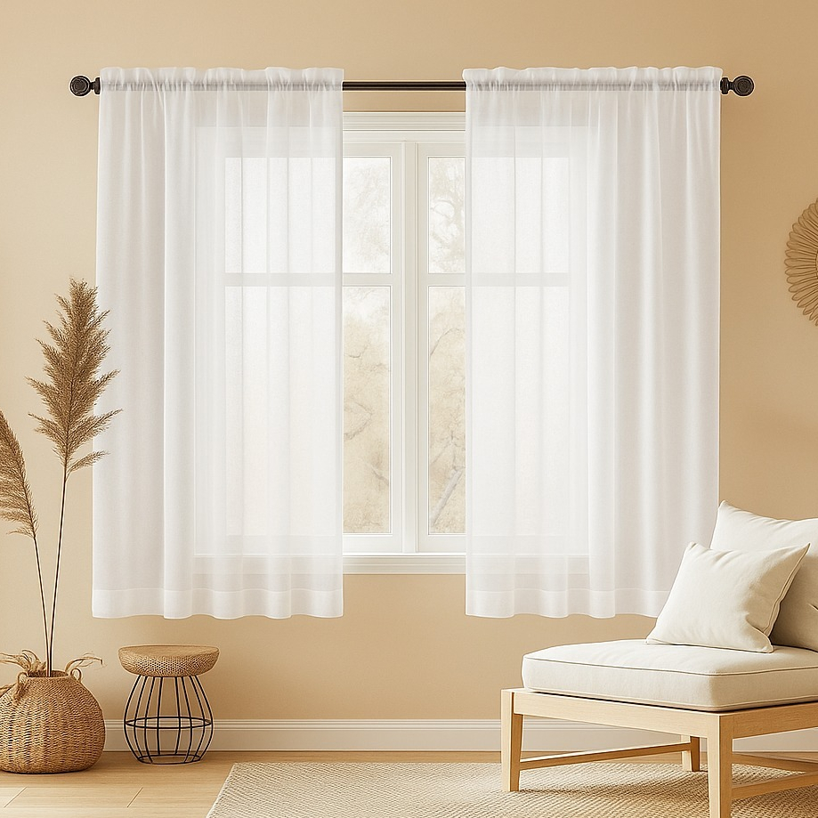 Cortina Linho Voil Flame Passante 3m Largura Várias Alturas Sala Quarto Elegante