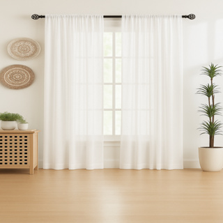 Cortina 6,00m Largura Voil Linho – Varão Passante c/ Fru-Fru  Várias Alturas em Oferta na Shopee