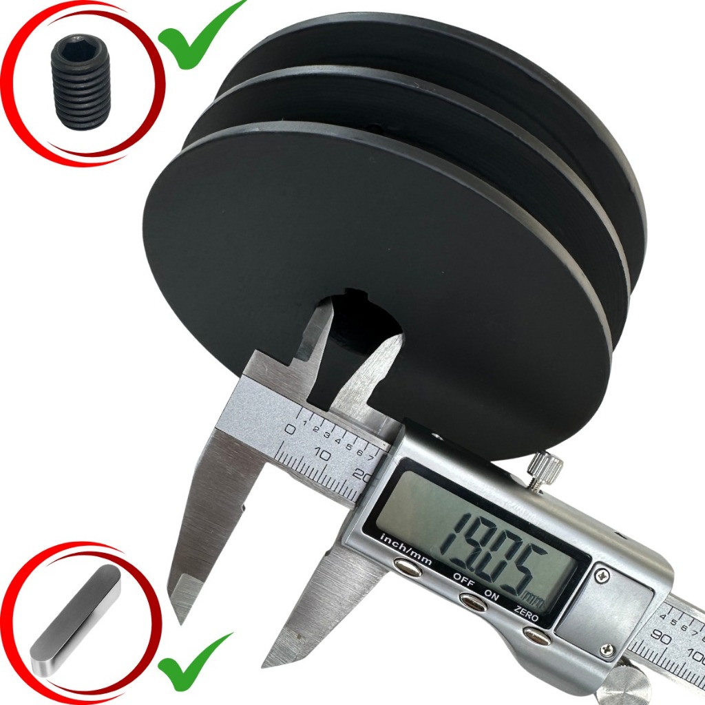 Polia De Ferro 100mm 2 Canal A Com Eixo Furo 19,05mm 3/4 Polegadas com Chaveta e Parafuso em Oferta na Shopee