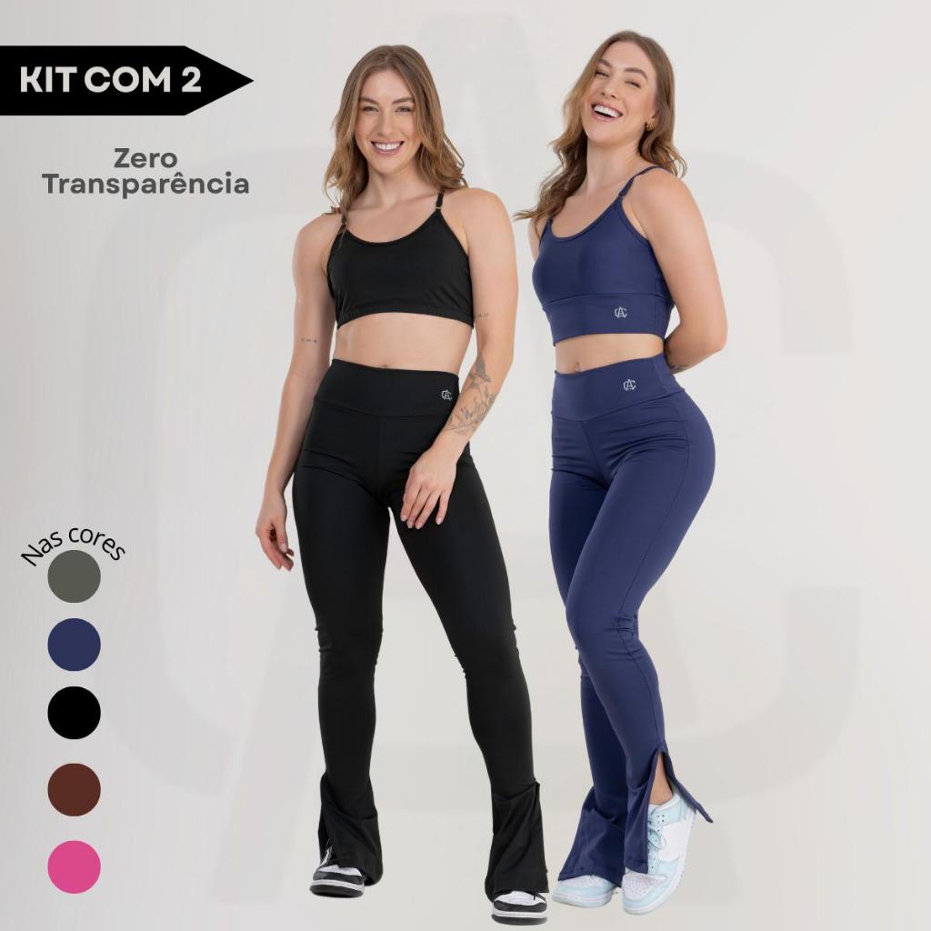 Kit 2 Calça Flare Fitness Academia Moda Zero Transparência Conforto Estilo