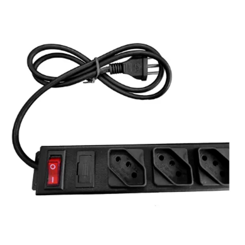 Régua Filtro de Linha Com 10 Tomadas Bivolt Disjuntor 20 Amperes 20a 4400w Preto
