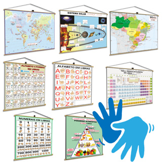 Banner Pedagógico Libras Alfabeto Numerais Sinais Escolar papel Ensino fundamental em Oferta na Shopee