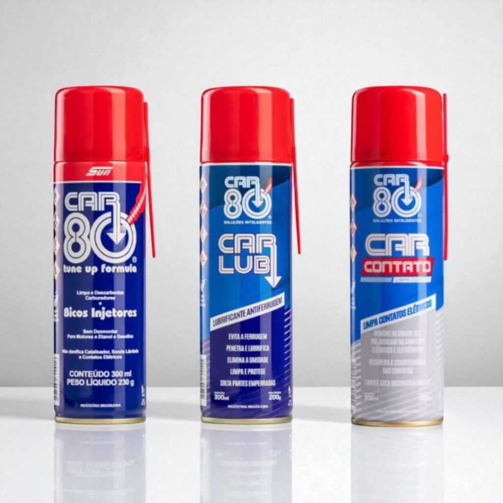 Kit Car80 Descarbonizante + Limpa Contato + Desingripante