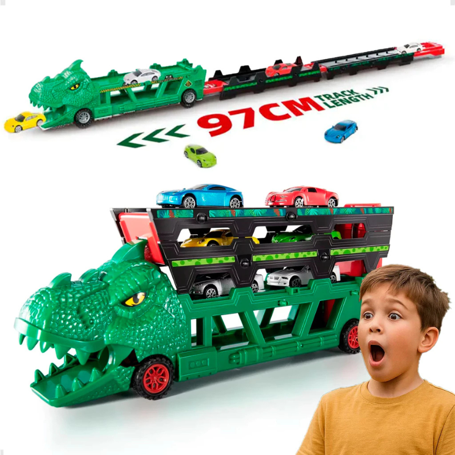 Carrinho Carreta Caminhão Cegonha Com Pista e Carrinhos Mais Lançador