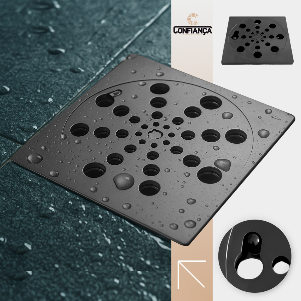 Grelha Ralo Quadrado de Abs 10X10 Abre e Fecha Preto em Oferta na Shopee