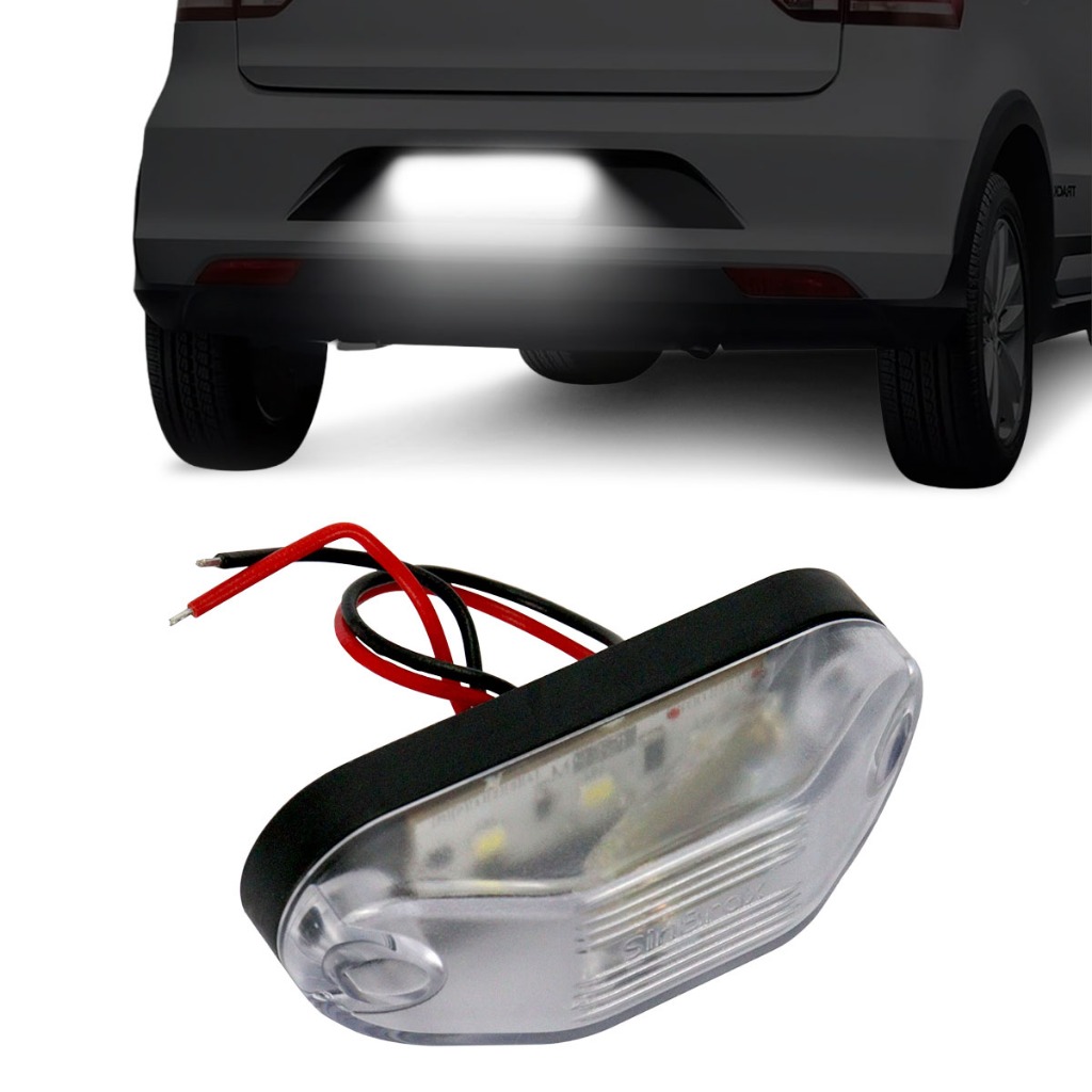 Lanterna de Placa LED Delimitadora Cristal 12v Universal Caminhão Implemento Carretinha Reboque