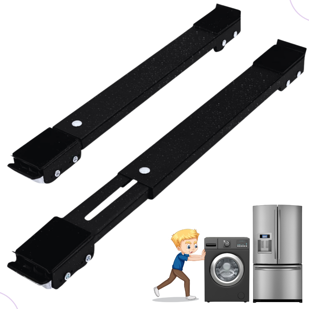 Suporte Base Móvel Com Rodinha Geladeira Fogão Maquina Lavar Secar em Metal Resistente na Cor Preta em Oferta na Shopee