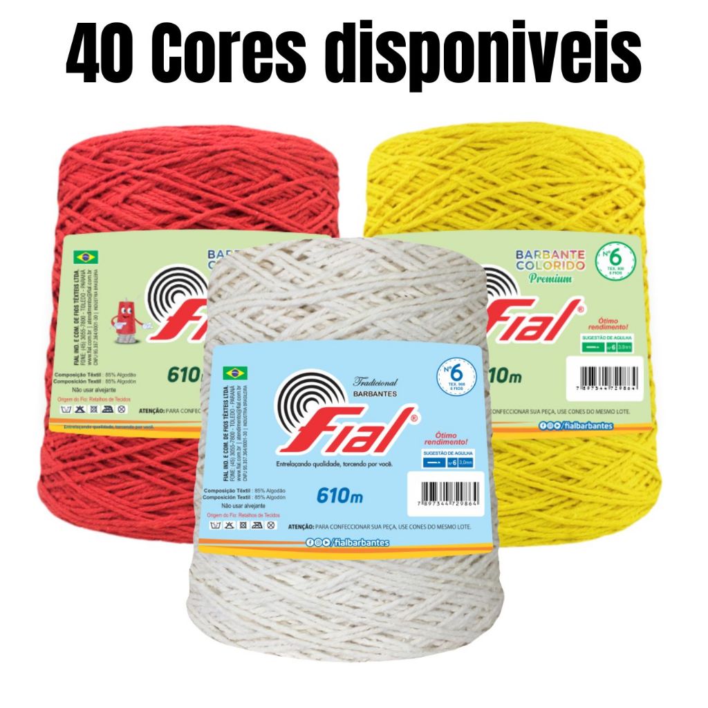 Barbante Fial N°6 Colorido 600g para Crochê e Tricô Macio em Oferta na Shopee