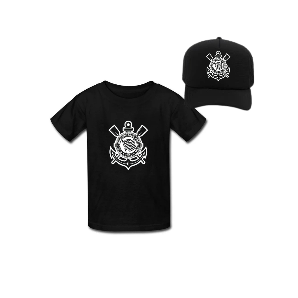 KIT CAMISA ALGODÃO INFANTIL TIMES BRASILEIROS + BONE