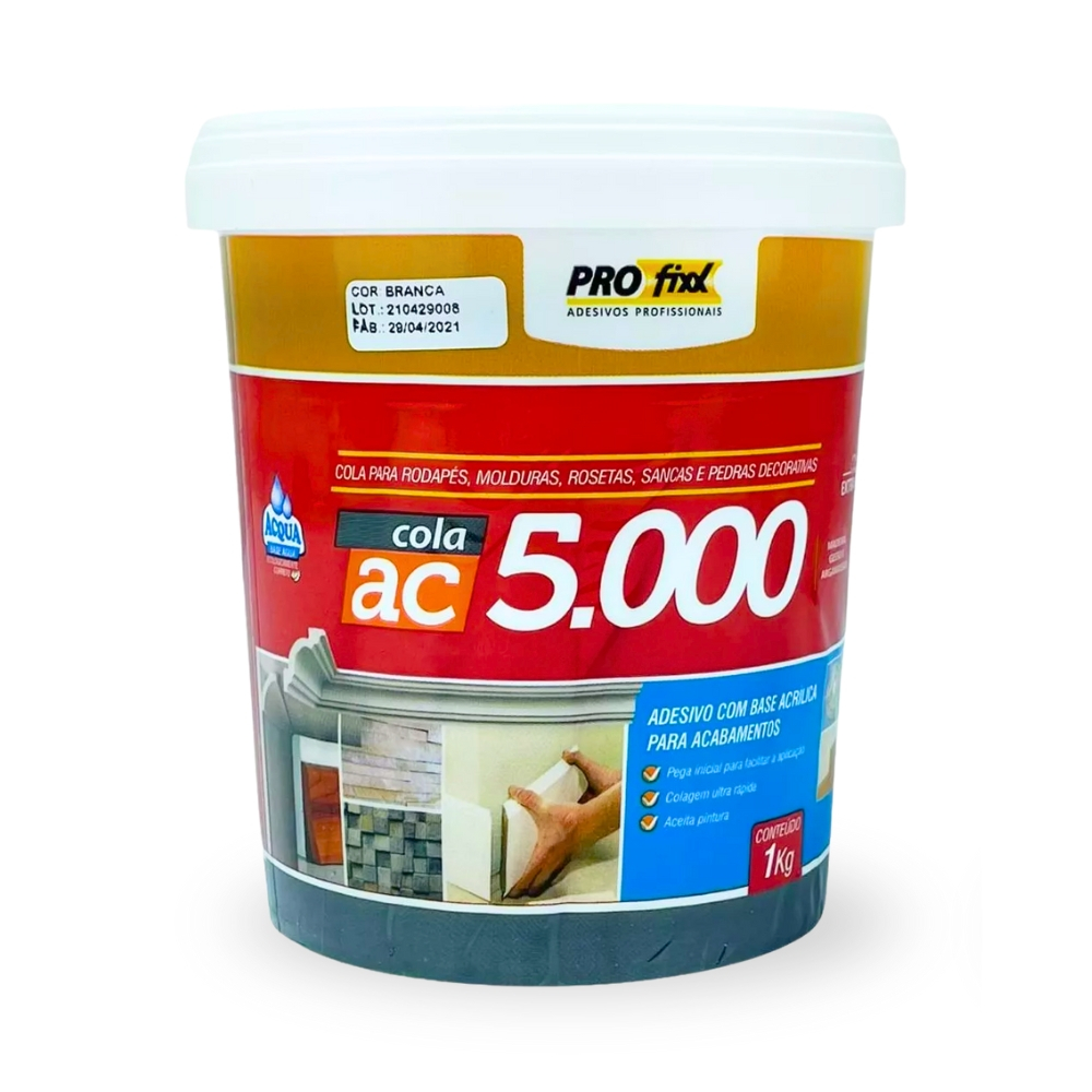 Cola Para Rodapé Molduras De Gesso 3D Sacas Rosetas e Pedras Decorativas AC5000  - Pro Fixx