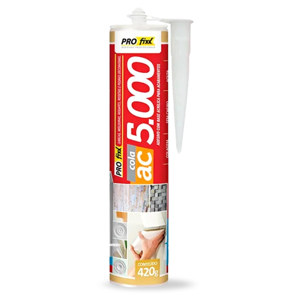 Cola Para Rodapé Molduras Sacas Rosetas e Pedras Decorativas AC5000 420g - Pro Fixx