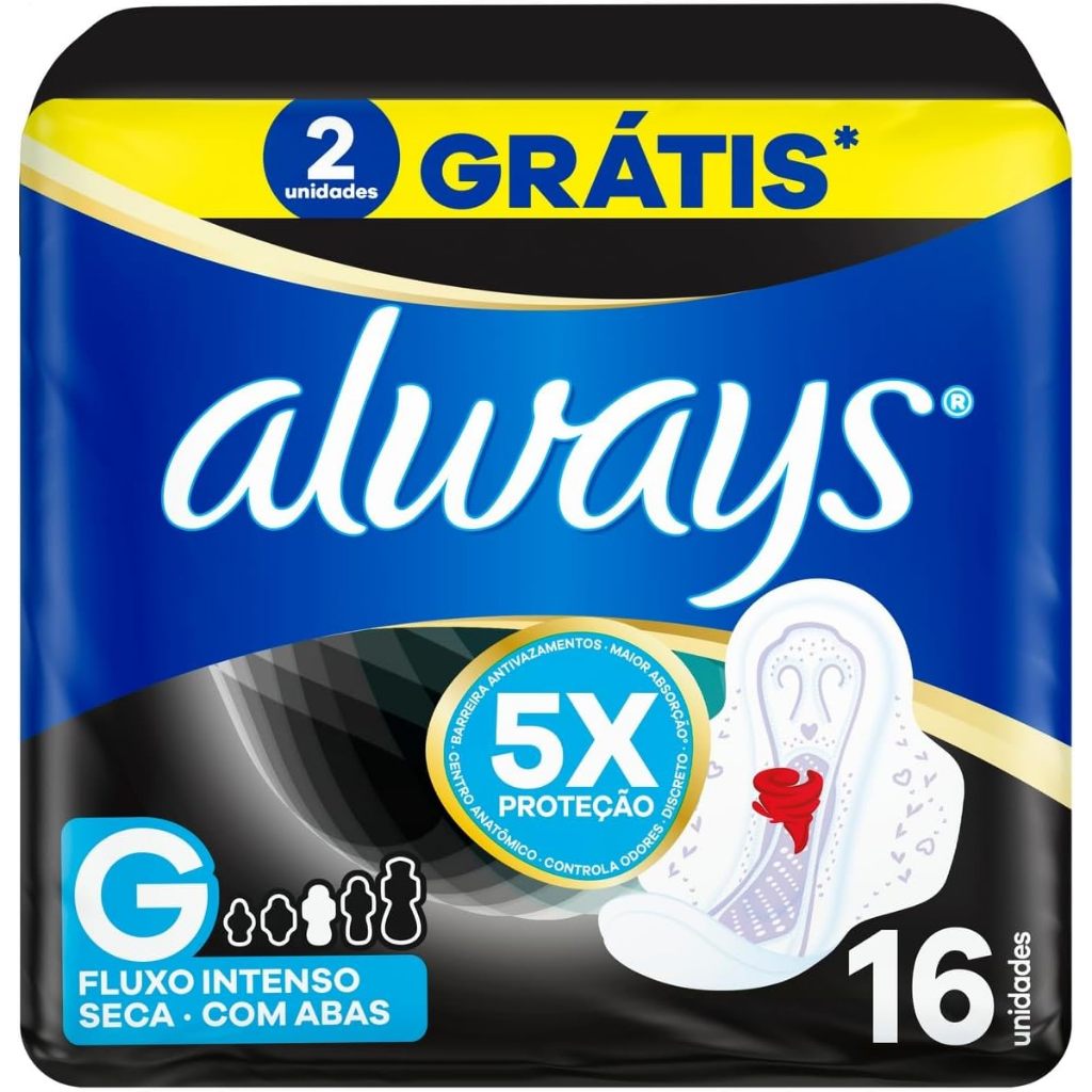Absorvente Noturno Always Noites Tranquilas Cobertura Seca G Com Abas Com 16 Unidades em Oferta na Shopee