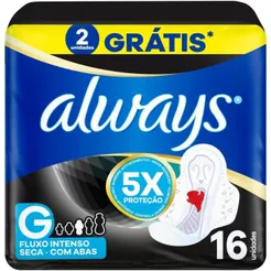Absorvente Noturno Always Noites Tranquilas Cobertura Seca G Com Abas Com 16 Unidades