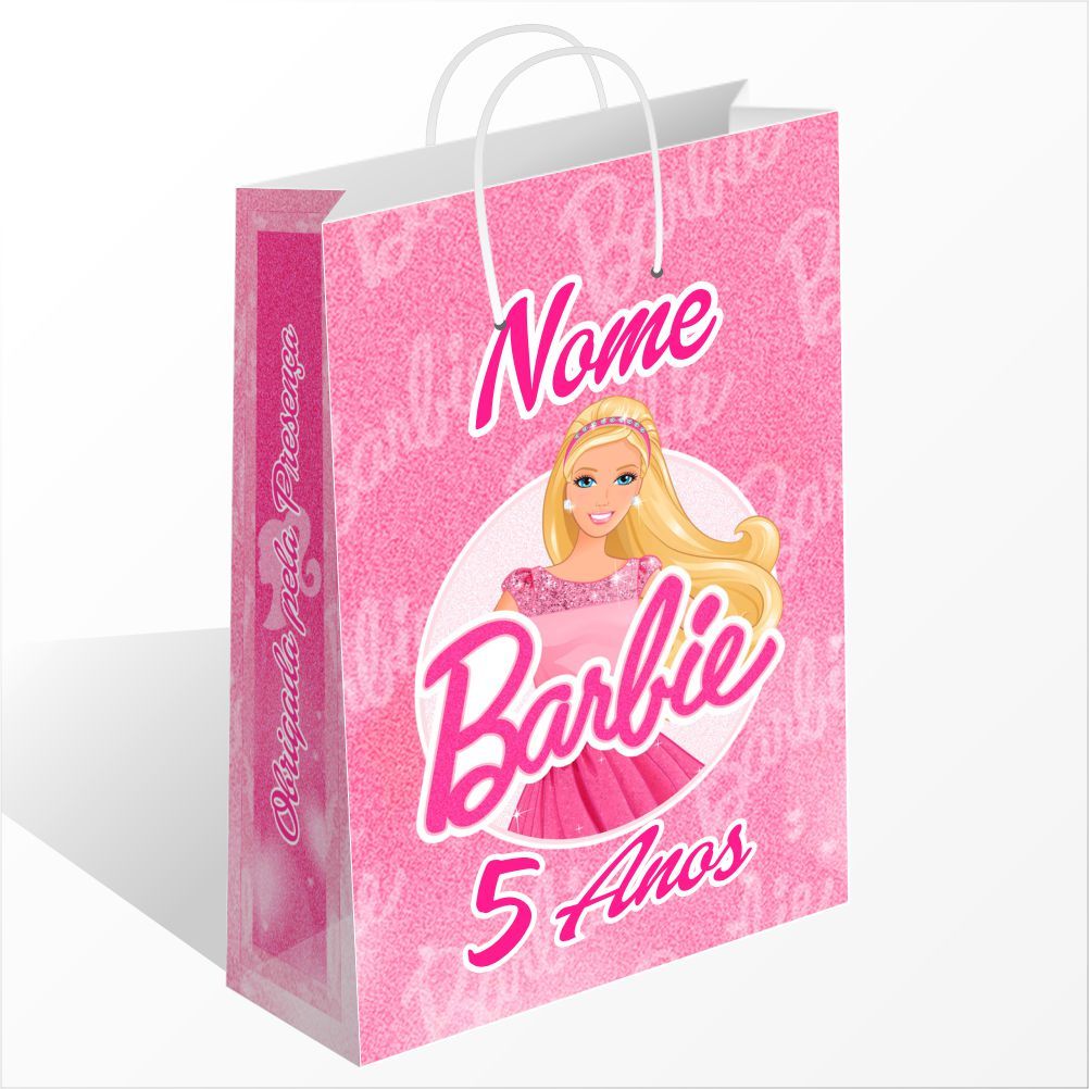 Sacolinha Personalizada Barbie Personalizada com Nome Sacolinha Surpresa Lembrancinha de Festa