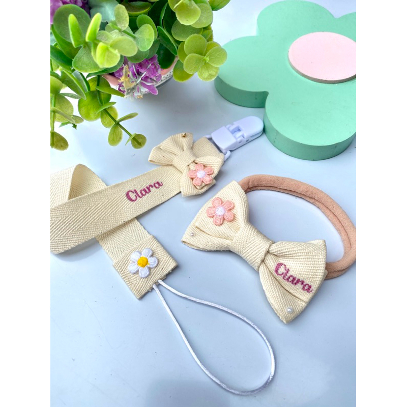 Faixinha e Prendedor de Chupeta personalizado bebê/ Saída maternidade/faixinha de luxo/ Faixinha RN e bebê personalizado em Oferta na Shopee