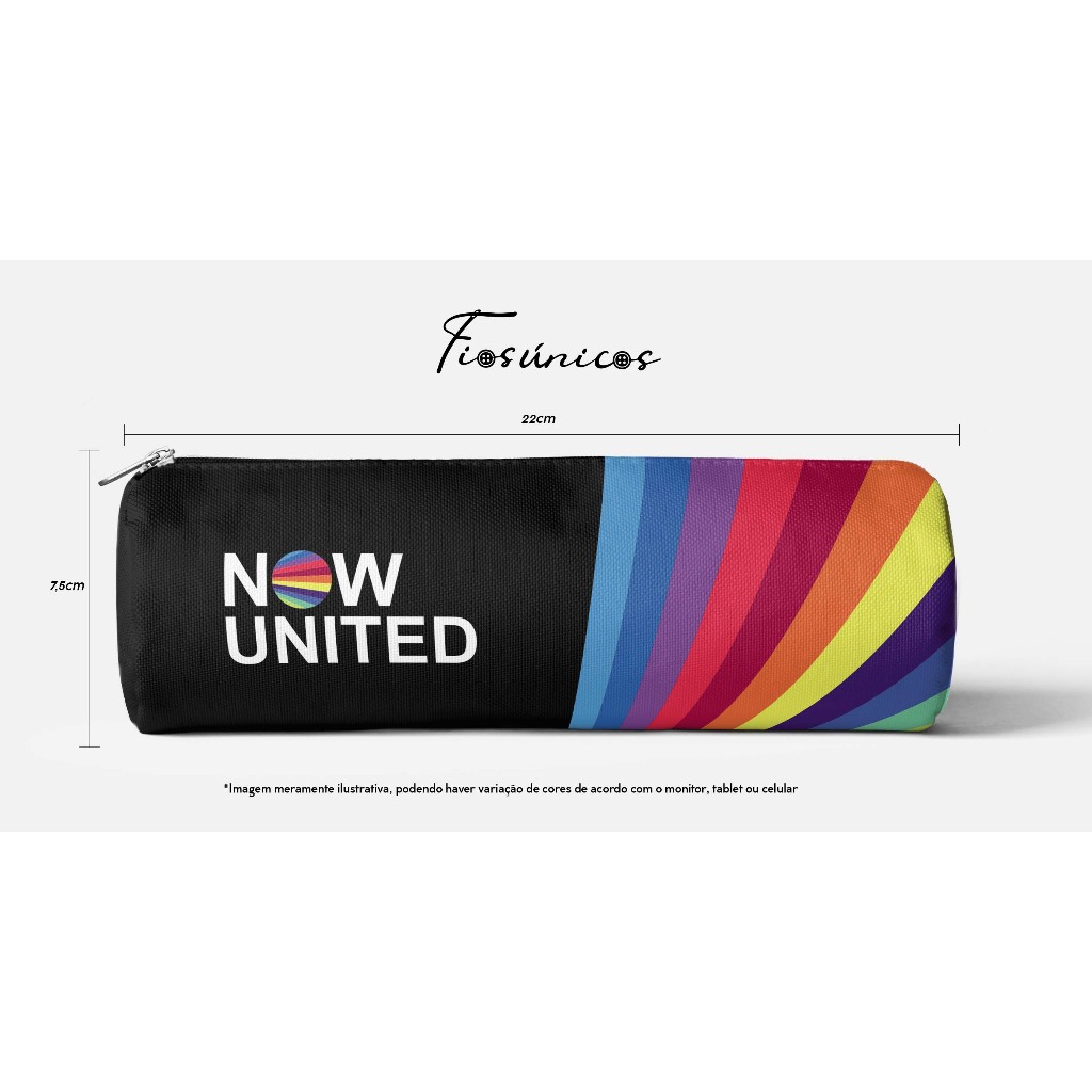 Estojo Now United (preto) modelo escolar slim