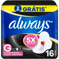 Absorvente Noturno Always Noites Tranquilas Cobertura Suave G Com Abas Com 16 Unidades