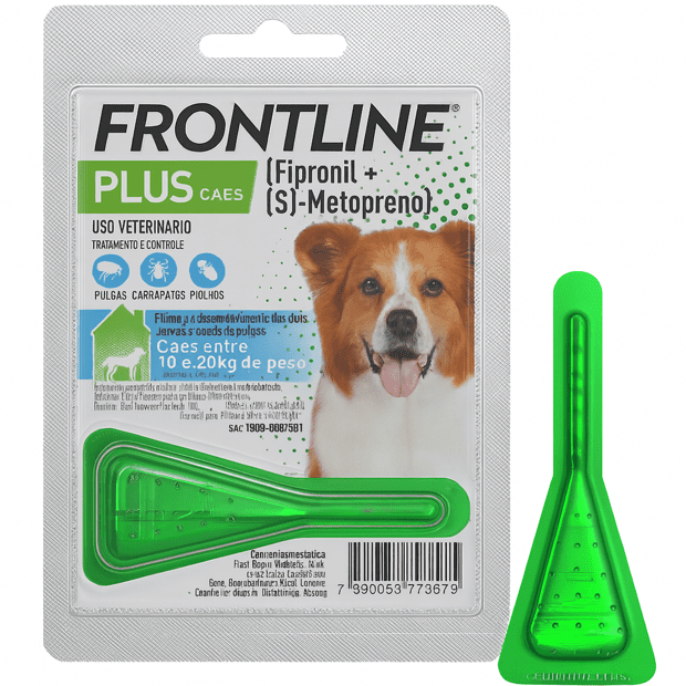 Frontline Plus 10 a 20 Kg Antipulgas e Carrapatos – 1 Pipeta