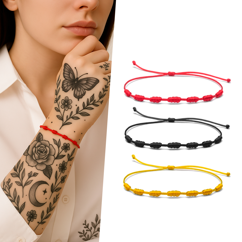 Pulseira de 7 Nós Vermelha Preta Dourada Feminina Masculina Ajustável Cabala Kabbalah Proteção em Oferta na Shopee