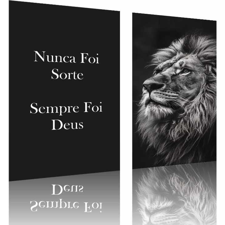 Kit 3 Peças | Quadros Decorativos Religiosos | Leão da Tribo de Judá nunca foi sorte sempre foi Deus