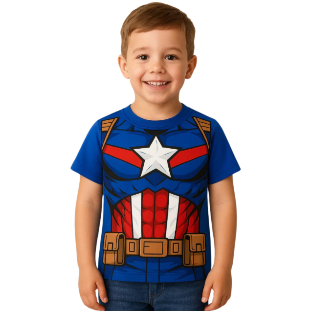 Camisa Camiseta Infantil Capitão America Fantasia Personagens Meninos e Meninas em Oferta na Shopee