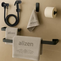 Kit de Acessórios Para Banheiro Preto Com Ducha Higiênica - Porta Toalhas